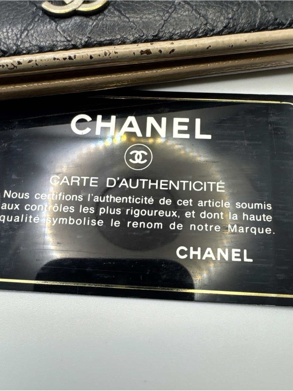 CHANEL Vintage Quilted Lambskin Wallet Black/Beige 12 Series w/card - Picture 3 of 16